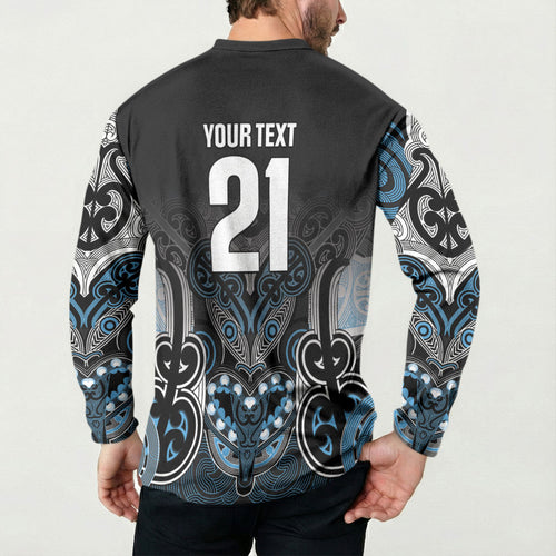 World Cricket Custom New Zealand Button Sweatshirt Kia kaha nga Potae Pango