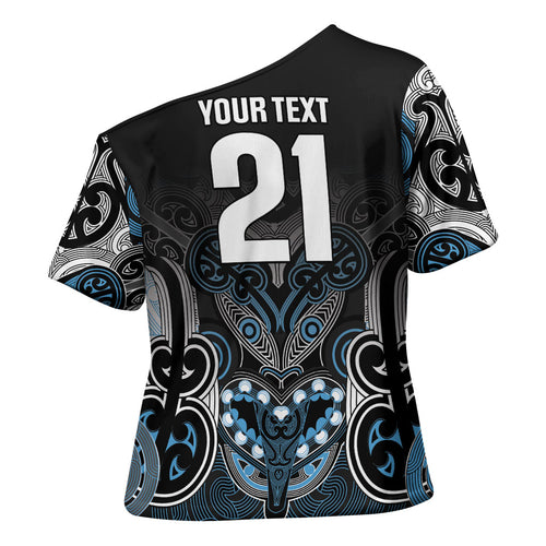 World Cricket Custom New Zealand Cross Shoulder Shirt Kia kaha nga Potae Pango