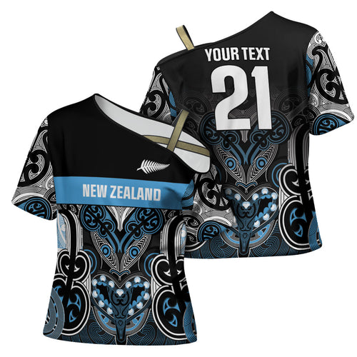 World Cricket Custom New Zealand Cross Shoulder Shirt Kia kaha nga Potae Pango