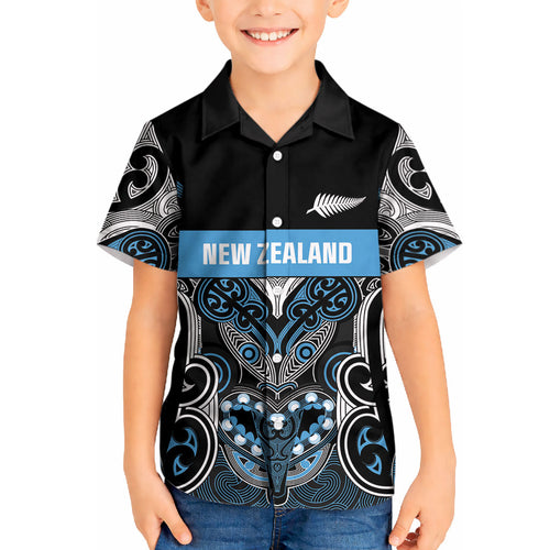World Cricket Custom New Zealand Kid Hawaiian Shirt Kia kaha nga Potae Pango