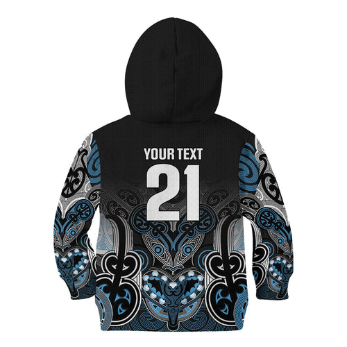 World Cricket Custom New Zealand Kid Hoodie Kia kaha nga Potae Pango