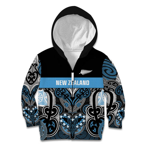 World Cricket Custom New Zealand Kid Hoodie Kia kaha nga Potae Pango