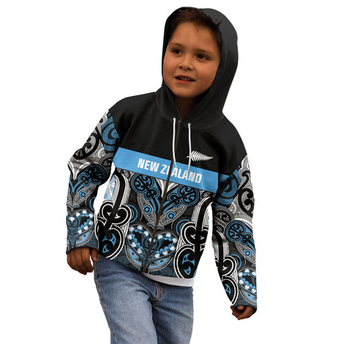 World Cricket Custom New Zealand Kid Hoodie Kia kaha nga Potae Pango