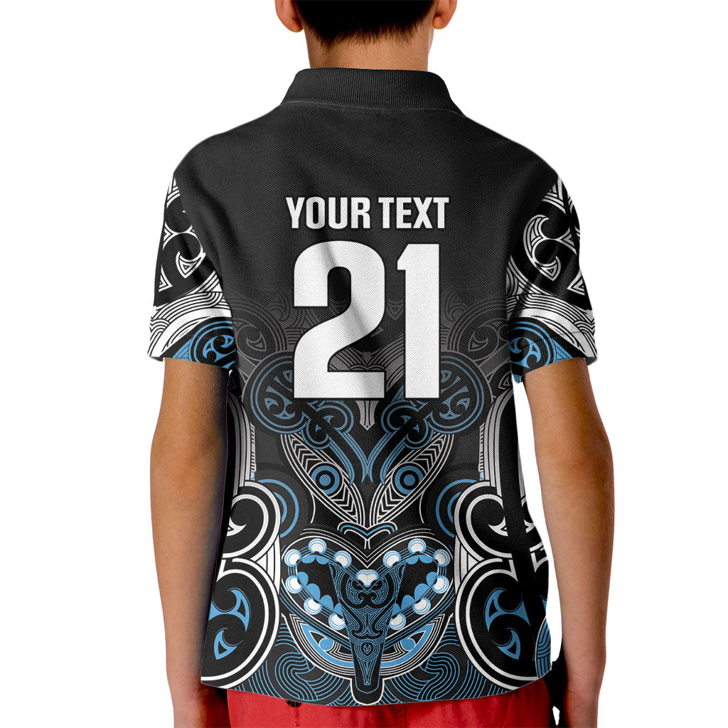 World Cricket Custom New Zealand Kid Polo Shirt Kia kaha nga Potae Pango