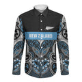 World Cricket Custom New Zealand Long Sleeve Button Shirt Kia kaha nga Potae Pango