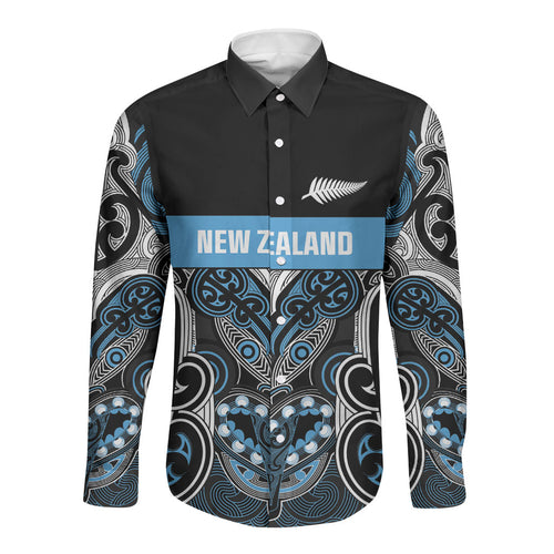 World Cricket Custom New Zealand Long Sleeve Button Shirt Kia kaha nga Potae Pango