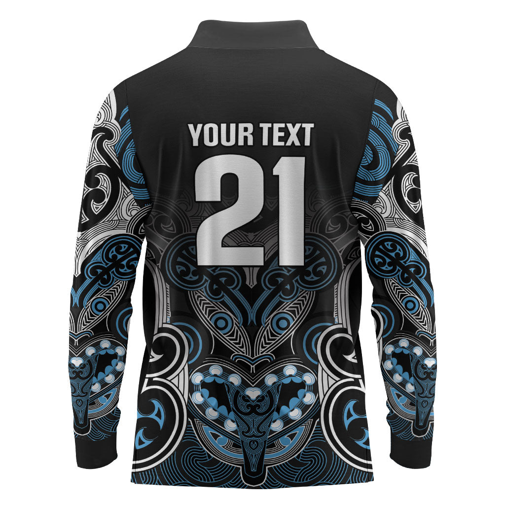 World Cricket Custom New Zealand Long Sleeve Polo Shirt Kia kaha nga Potae Pango