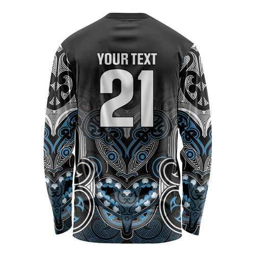 World Cricket Custom New Zealand Long Sleeve Shirt Kia kaha nga Potae Pango