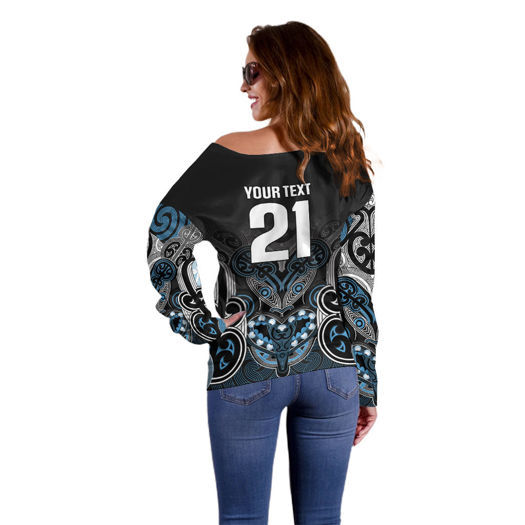 World Cricket Custom New Zealand Off Shoulder Sweater Kia kaha nga Potae Pango
