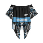 World Cricket Custom New Zealand Off Shoulder Wrap Waist Top Kia kaha nga Potae Pango