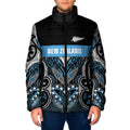 World Cricket Custom New Zealand Padded Jacket Kia kaha nga Potae Pango