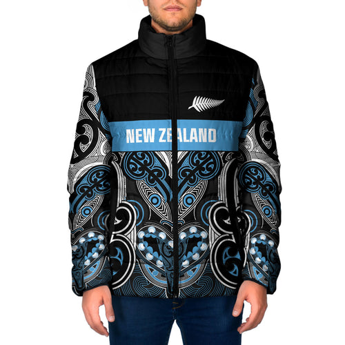 World Cricket Custom New Zealand Padded Jacket Kia kaha nga Potae Pango