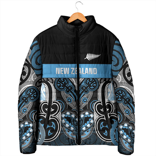 World Cricket Custom New Zealand Padded Jacket Kia kaha nga Potae Pango