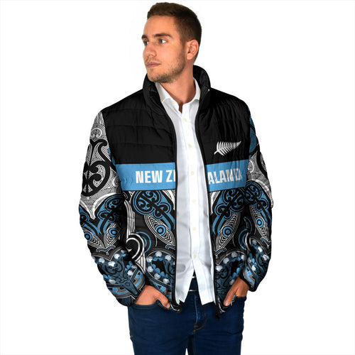 World Cricket Custom New Zealand Padded Jacket Kia kaha nga Potae Pango