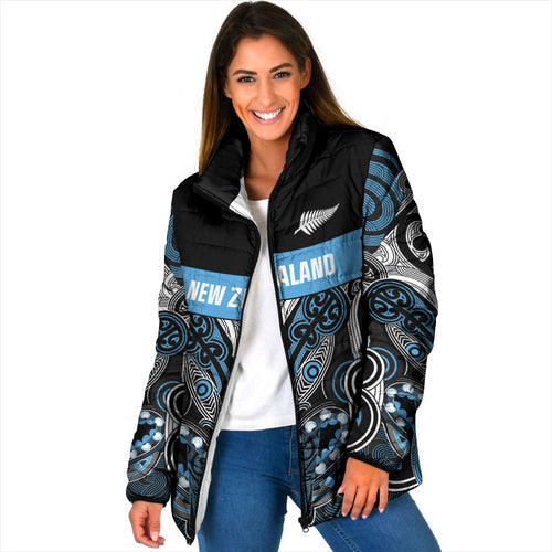 World Cricket Custom New Zealand Padded Jacket Kia kaha nga Potae Pango