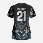 World Cricket Custom New Zealand Scrub Top Kia kaha nga Potae Pango