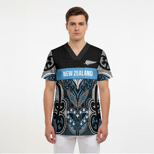 World Cricket Custom New Zealand Scrub Top Kia kaha nga Potae Pango
