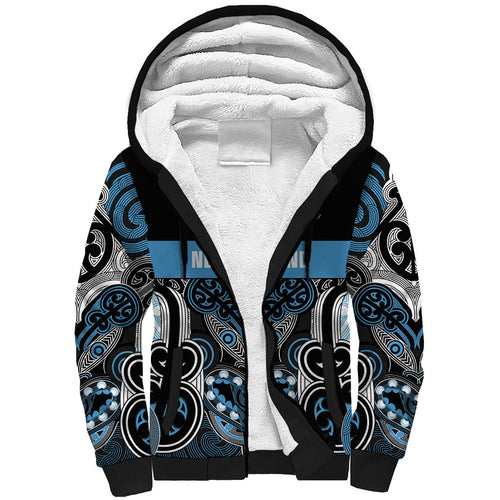 World Cricket Custom New Zealand Sherpa Hoodie Kia kaha nga Potae Pango