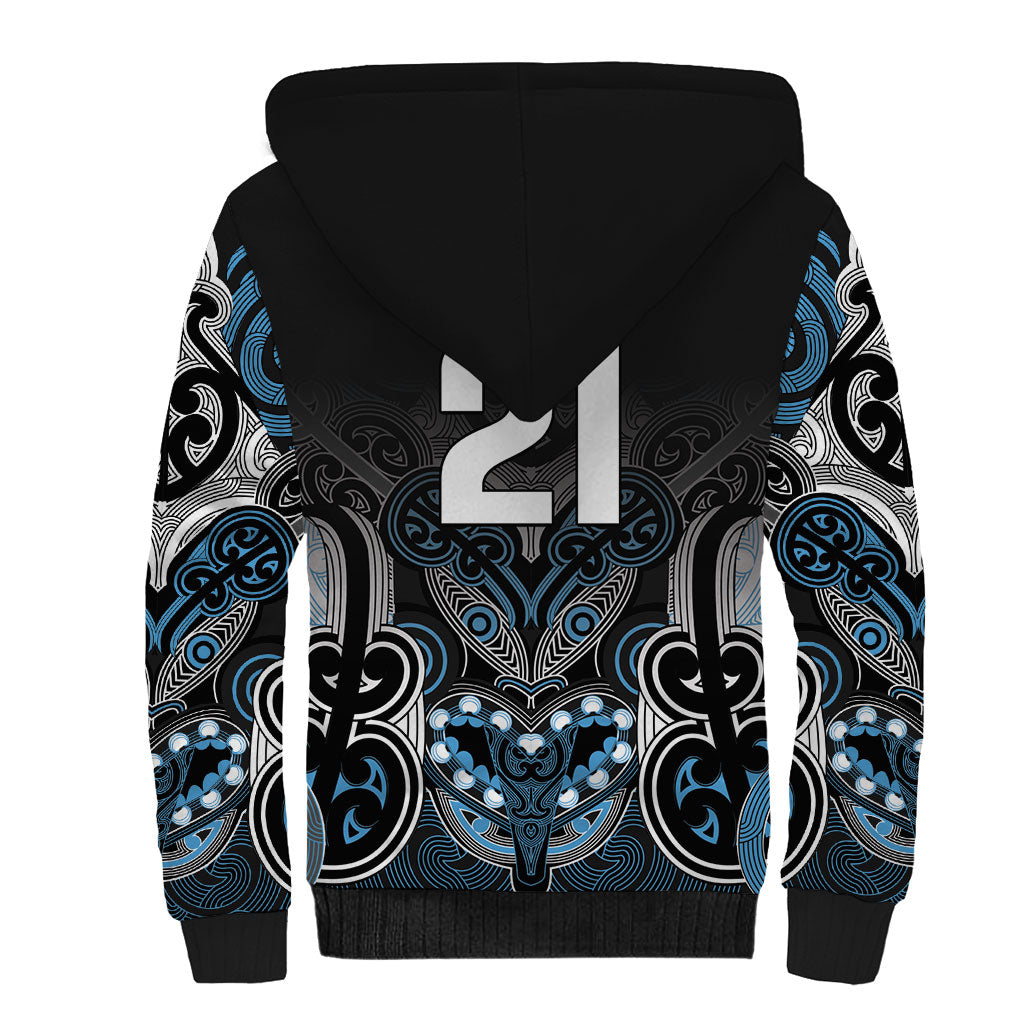 World Cricket Custom New Zealand Sherpa Hoodie Kia kaha nga Potae Pango