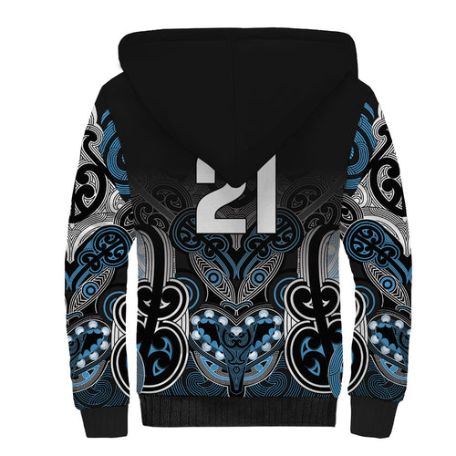 World Cricket Custom New Zealand Sherpa Hoodie Kia kaha nga Potae Pango