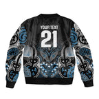 World Cricket Custom New Zealand Sleeve Zip Bomber Jacket Kia kaha nga Potae Pango