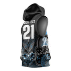 World Cricket Custom New Zealand Sleeveless Hoodie Kia kaha nga Potae Pango