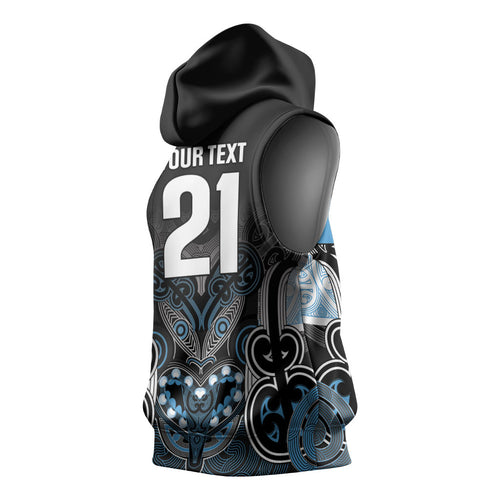 World Cricket Custom New Zealand Sleeveless Hoodie Kia kaha nga Potae Pango