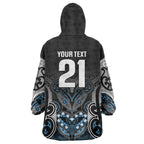 World Cricket Custom New Zealand Wearable Blanket Hoodie Kia kaha nga Potae Pango