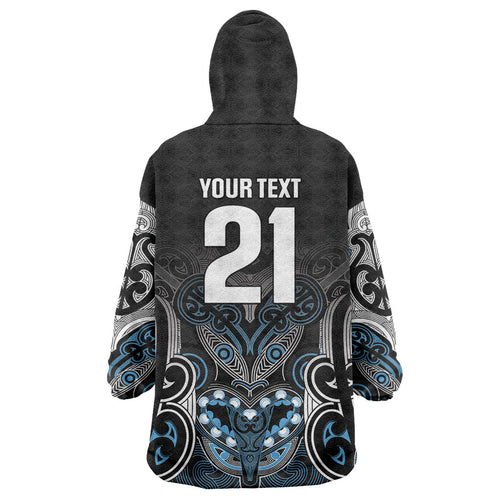 World Cricket Custom New Zealand Wearable Blanket Hoodie Kia kaha nga Potae Pango