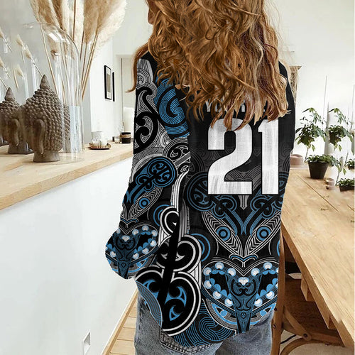 World Cricket Custom New Zealand Women Casual Shirt Kia kaha nga Potae Pango