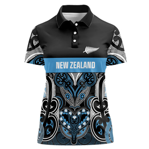 World Cricket Custom New Zealand Women Polo Shirt Kia kaha nga Potae Pango