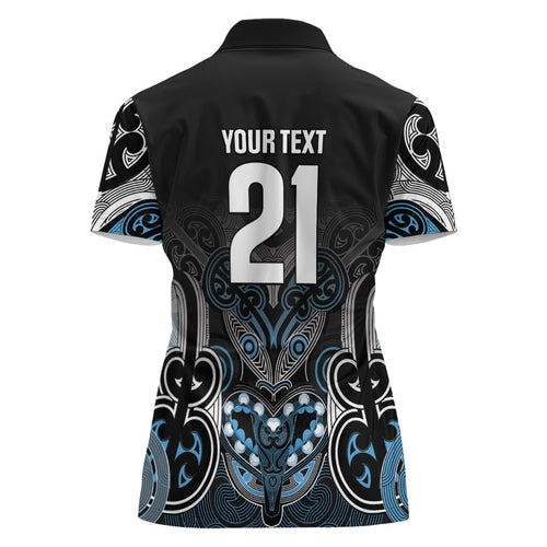World Cricket Custom New Zealand Women Polo Shirt Kia kaha nga Potae Pango