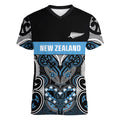 World Cricket Custom New Zealand Women V-Neck T-Shirt Kia kaha nga Potae Pango