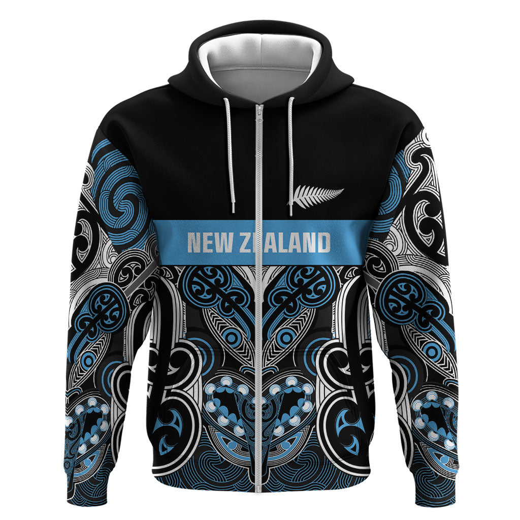 World Cricket Custom New Zealand Zip Hoodie Kia kaha nga Potae Pango