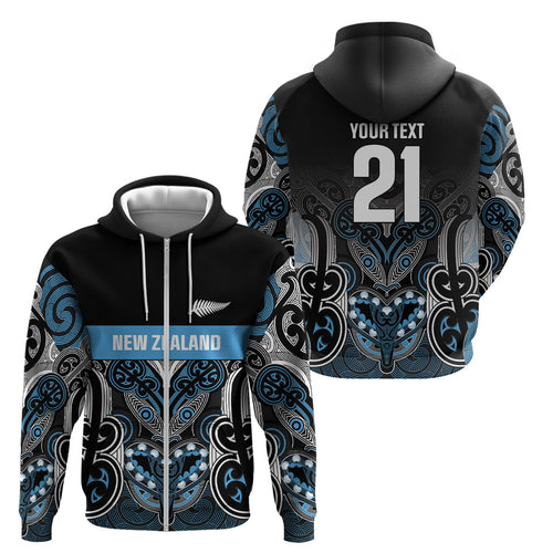 World Cricket Custom New Zealand Zip Hoodie Kia kaha nga Potae Pango