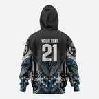 World Cricket Custom New Zealand Zip Hoodie Kia kaha nga Potae Pango