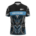 World Cricket Custom New Zealand Zipper Polo Shirt Kia kaha nga Potae Pango