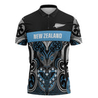 World Cricket Custom New Zealand Zipper Polo Shirt Kia kaha nga Potae Pango