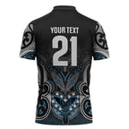 World Cricket Custom New Zealand Zipper Polo Shirt Kia kaha nga Potae Pango