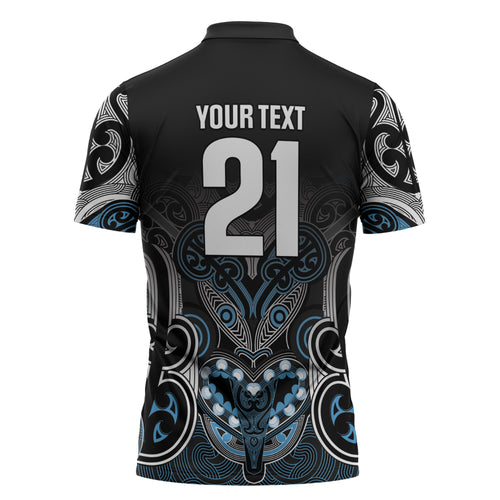 World Cricket Custom New Zealand Zipper Polo Shirt Kia kaha nga Potae Pango