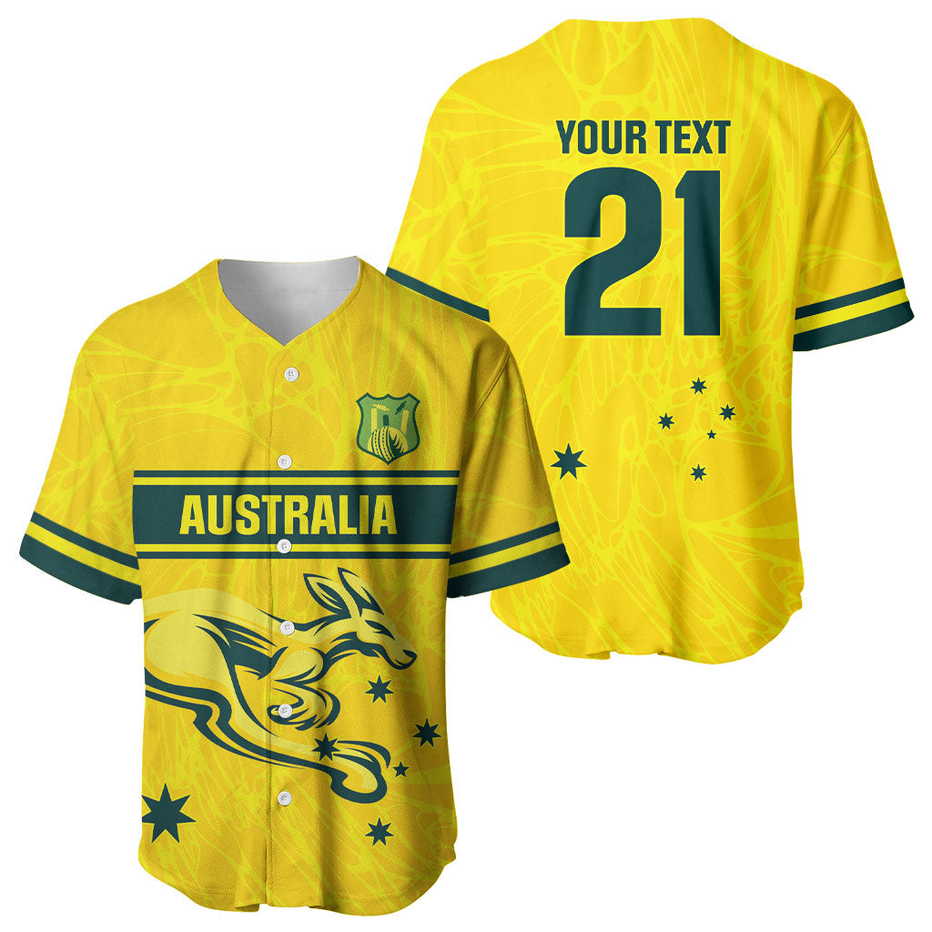 World Cricket Custom Australia Baseball Jersey Aussie! Aussie! Oi! Oi! Oi!