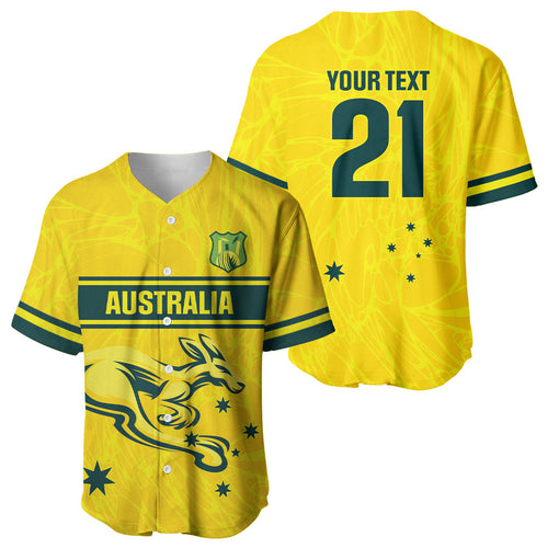 World Cricket Custom Australia Baseball Jersey Aussie! Aussie! Oi! Oi! Oi!