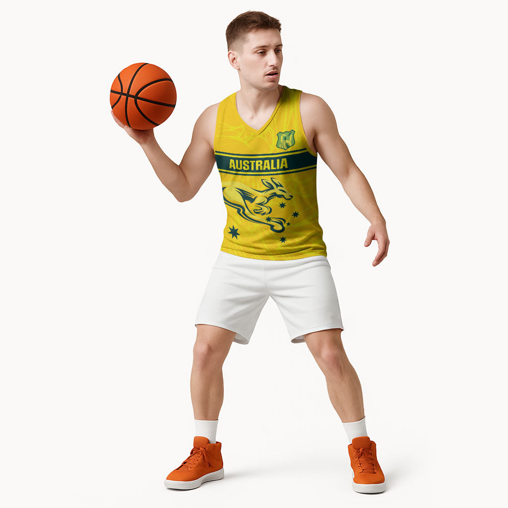 World Cricket Custom Australia Basketball Jersey Aussie! Aussie! Oi! Oi! Oi!