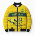World Cricket Custom Australia Bomber Puffer Jacket Aussie! Aussie! Oi! Oi! Oi!