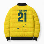 World Cricket Custom Australia Bomber Puffer Jacket Aussie! Aussie! Oi! Oi! Oi!