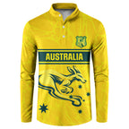World Cricket Custom Australia Button Sweatshirt Aussie! Aussie! Oi! Oi! Oi!