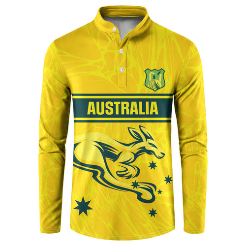 World Cricket Custom Australia Button Sweatshirt Aussie! Aussie! Oi! Oi! Oi!