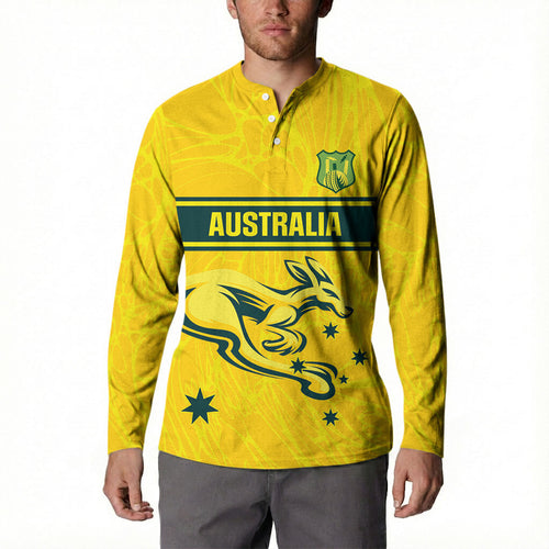 World Cricket Custom Australia Button Sweatshirt Aussie! Aussie! Oi! Oi! Oi!