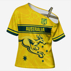 World Cricket Custom Australia Cross Shoulder Shirt Aussie! Aussie! Oi! Oi! Oi!