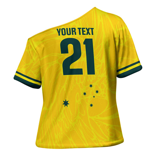 World Cricket Custom Australia Cross Shoulder Shirt Aussie! Aussie! Oi! Oi! Oi!